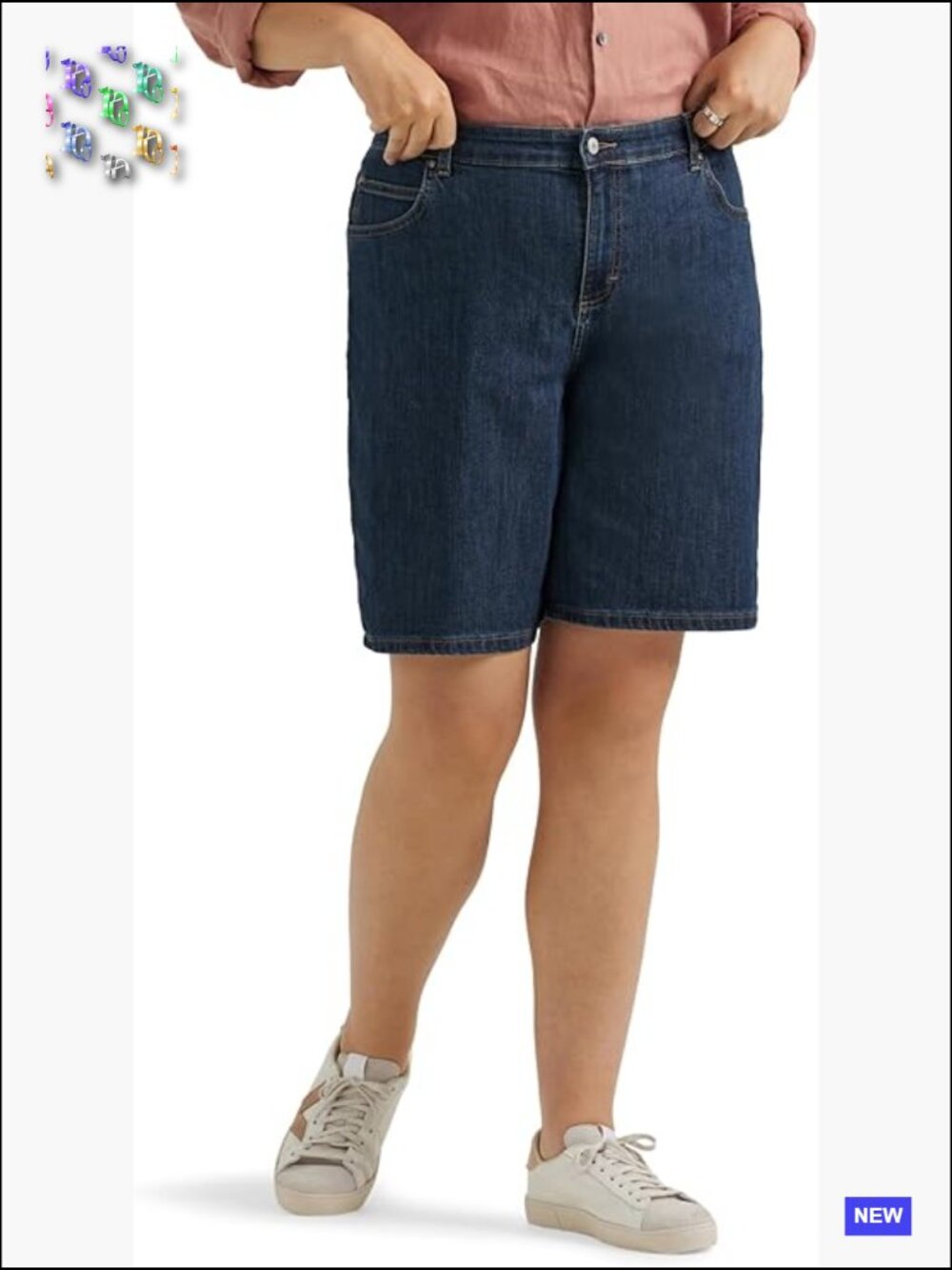 Relaxed-Fit Bermuda Shorts Mid Rise Denim 5 Pocket Zipper Closure